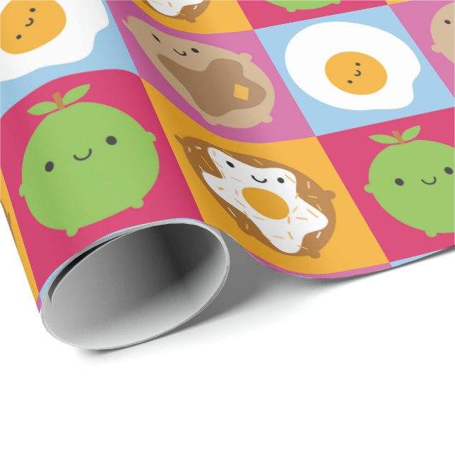 Papel De Presente Kawaii Breakfast Comida (Ponta do rolo)