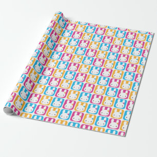 Papel De Presente Kawaii Bunny Squares