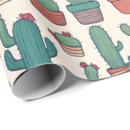 Papel De Presente Kawaii Cactus Pattern Design