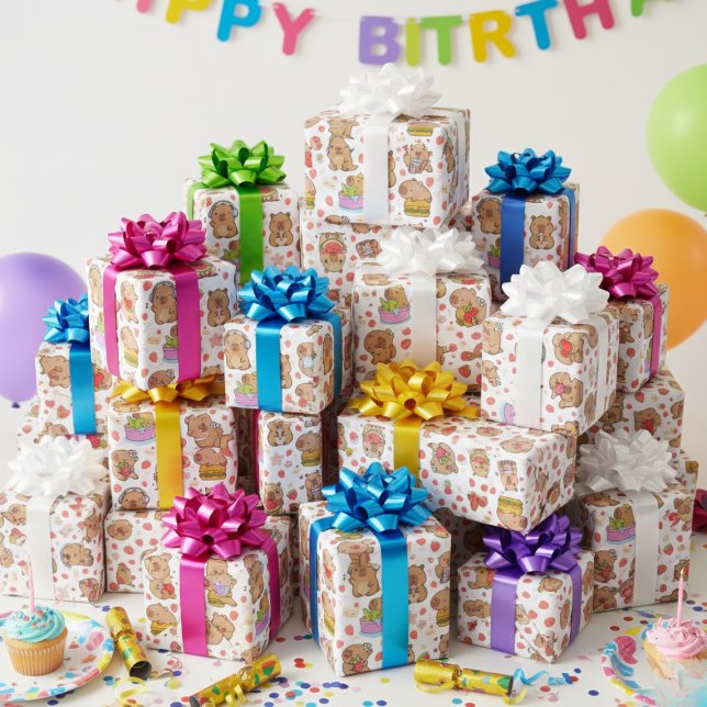 Papel De Presente Kawaii Capybara Cute Kids Cartoon  (Criador carregado)