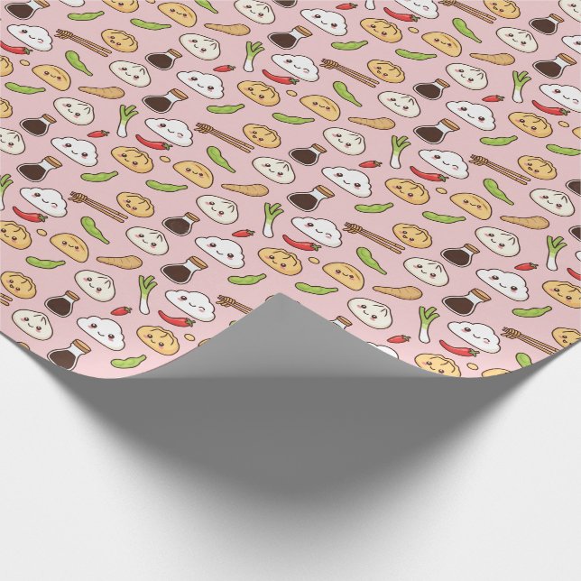 Papel De Presente Kawaii Chinese Food theme Wrapping Paper (Ponta)