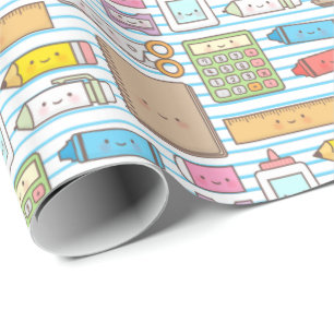 Papel De Presente Kawaii de volta ao teste padrão das fontes de