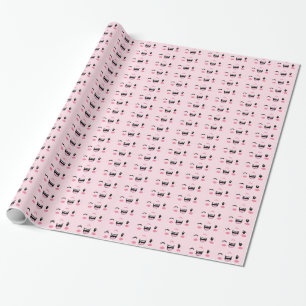 Papel De Presente Kawaii Face Assalto Rosa