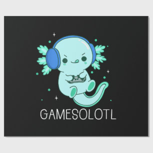 Papel De Presente Kawaii Gamesolotl Axolotl Gamer