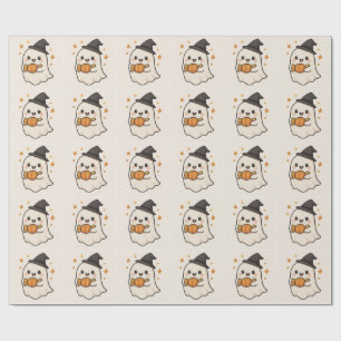 Papel De Presente Kawaii Ghost com o Halloween Candy