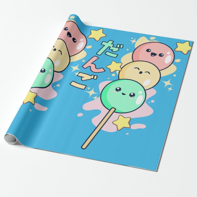 Papel De Presente Kawaii Hanami Dango (Desenrolado)