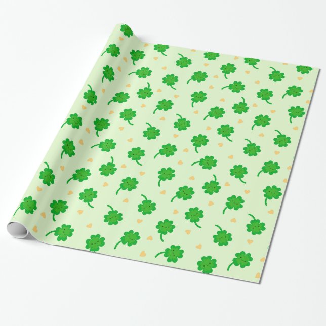 Papel De Presente Kawaii Lucky Clover (Desenrolado)