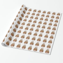 Papel De Presente Kawaii, o embrulho de Natal da Reindeer Vermelha