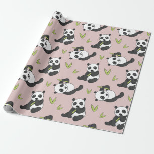Papel De Presente Kawaii Panda Cartoon Animal Patteron — Verão Bonit
