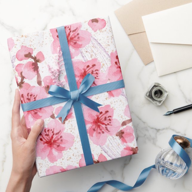 Papel De Presente kawaii pink cherry blossoms (Presentear)