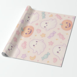 Papel De Presente Kawaii Pumpkin Halloween Design 