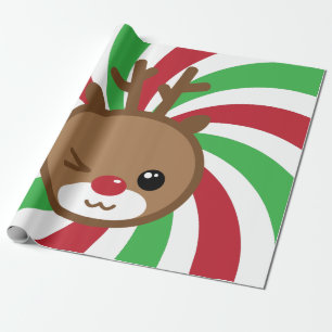 Papel De Presente Kawaii Reindeer Gift Wrap