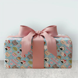 Papel De Presente Kawaii Sushi Matcha Food Pattern 