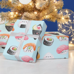 Papel De Presente kawaii sushi rolls, padrão sushi