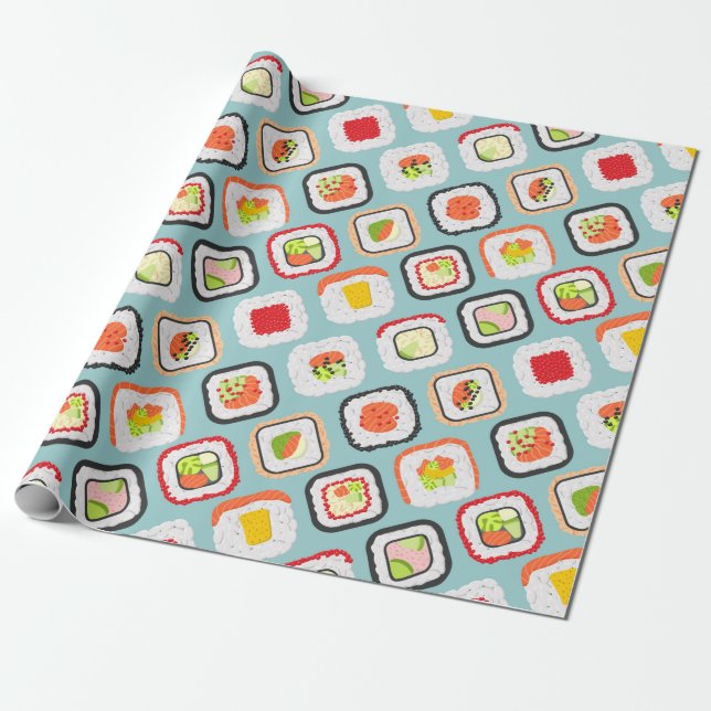 Papel De Presente Kawaii Sushi Wrapping Paper (Desenrolado)