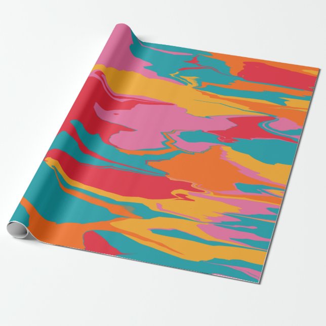 Papel De Presente Kaya - Design Abstrato Liquidificado (Desenrolado)