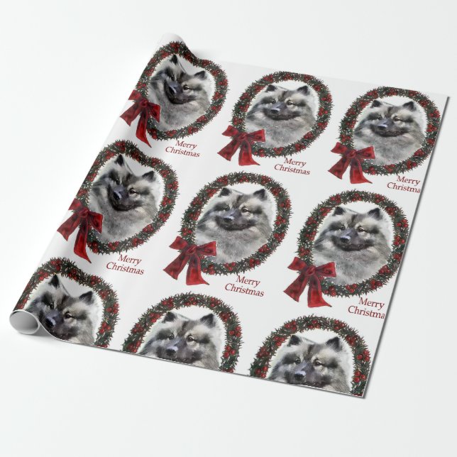 Papel De Presente Keeshond Christmas (Desenrolado)