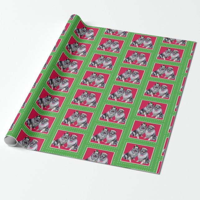 Papel De Presente Keeshond Christmas Wrap (Desenrolado)