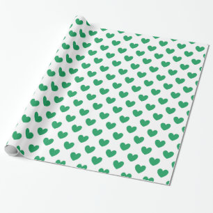 Papel De Presente Kelly Green Polka Hearts em branco