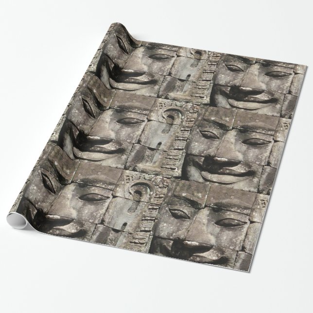 Papel De Presente Khmer Stone Face ... Bayon Temple, Camboja (Desenrolado)
