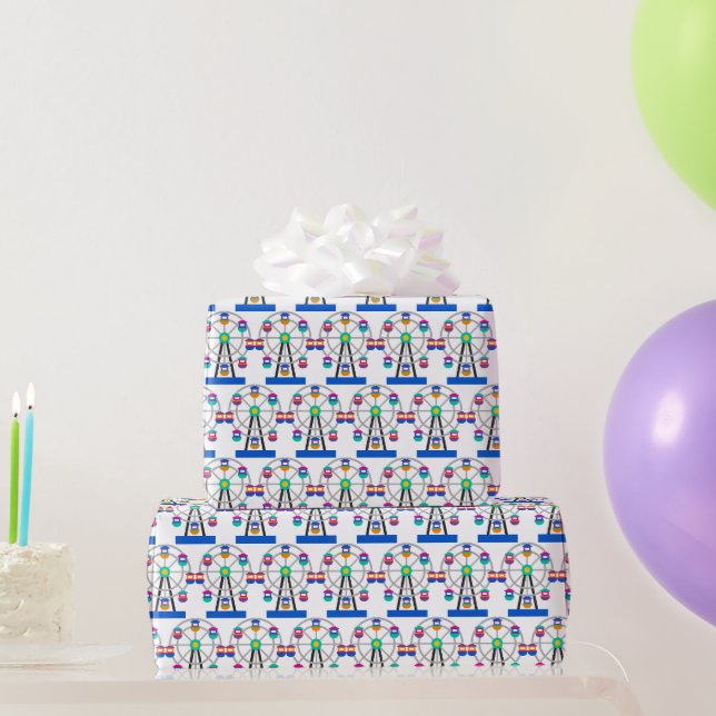 Papel De Presente Kids amement park ferris party (Presentes para festas)