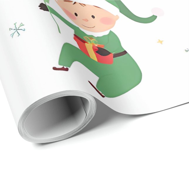 Papel De Presente Kids Elf Christmas Wrapping Paper (Ponta do rolo)