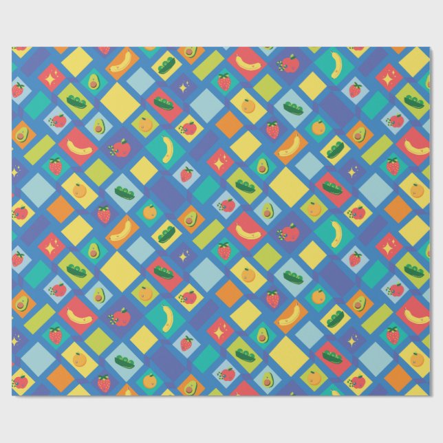 Papel De Presente Kids Fruit and Veggie (Aberto)