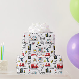 Papel De Presente Kids Playful Transport Pattern 