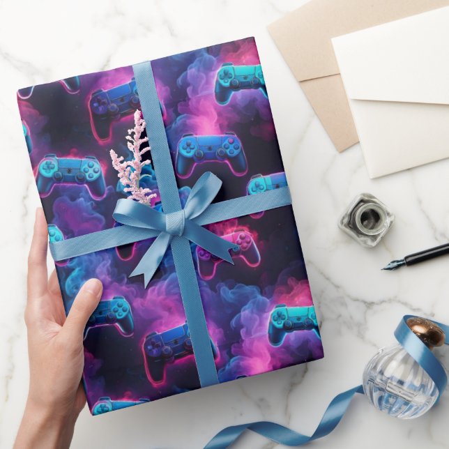 Papel De Presente Kids Video Gaming Festa de aniversário Wraping Pap (Presentear)