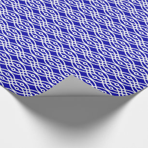 Papel De Presente Kimono impressão, azul de cobalto e branco