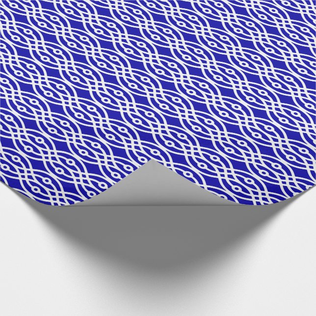 Papel De Presente Kimono impressão, azul de cobalto e branco (Ponta)