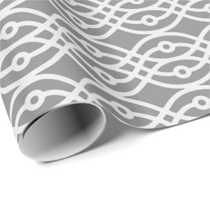 Papel De Presente Kimono impressão, cinza escura e cinza prateada