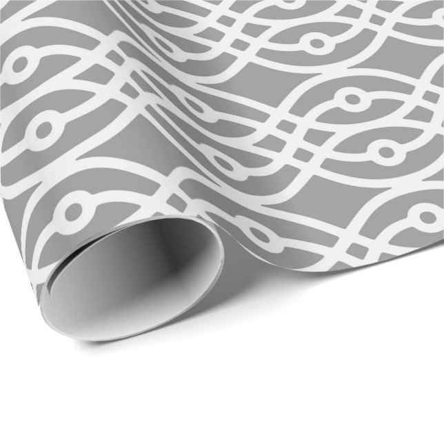 Papel De Presente Kimono impressão, cinza escura e cinza prateada (Ponta do rolo)