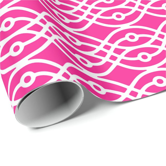 Papel De Presente Kimono impressão, cor-de-rosa e branca (Ponta do rolo)