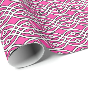 Papel De Presente Kimono impressão, cor-de-rosa e branca