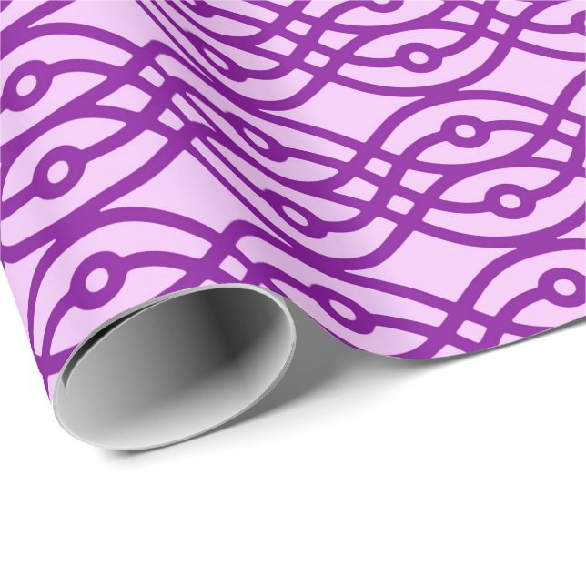 Papel De Presente Kimono impressão, lavanda e roxo (Ponta do rolo)