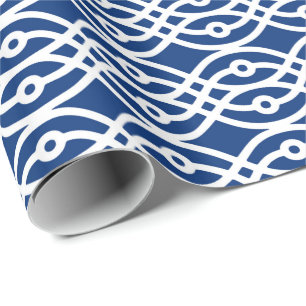 Papel De Presente Kimono impressão, marinho azul e branco