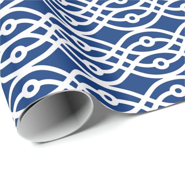 Papel De Presente Kimono impressão, marinho azul e branco (Ponta do rolo)