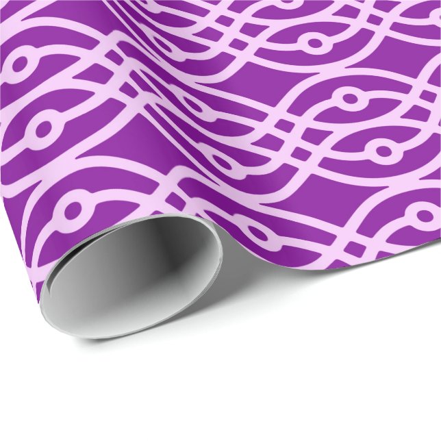Papel De Presente Kimono impressão, roxo e lavanda (Ponta do rolo)