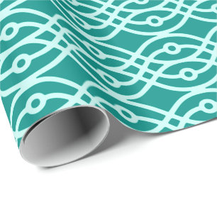 Papel De Presente Kimono impressão, turquesa e aqua