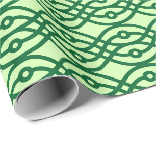 Papel De Presente Kimono impressão, verde claro e escuro