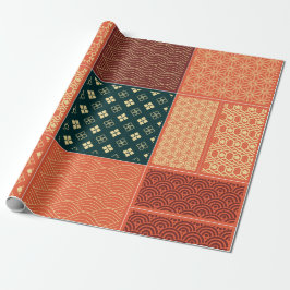 Papel De Presente Kimono Mix Pattern Red
