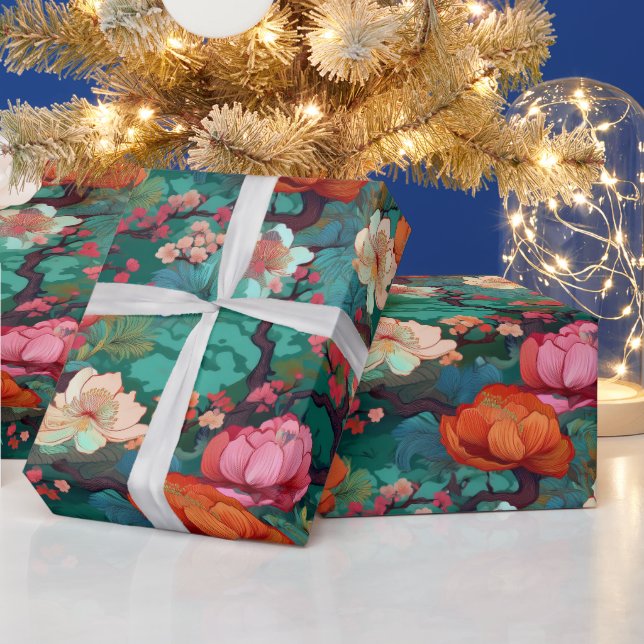 Papel De Presente Kimono Sakura e pedônia japoneses (Feriados)