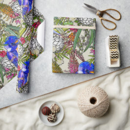 Papel De Presente Kingfisher e Flores Australianas Nativas