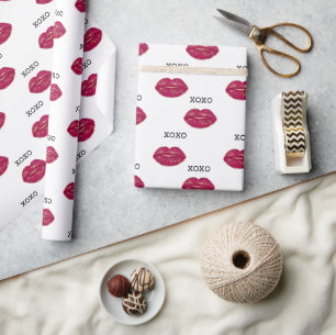 Papel De Presente Kiss Red Lábios XOXO