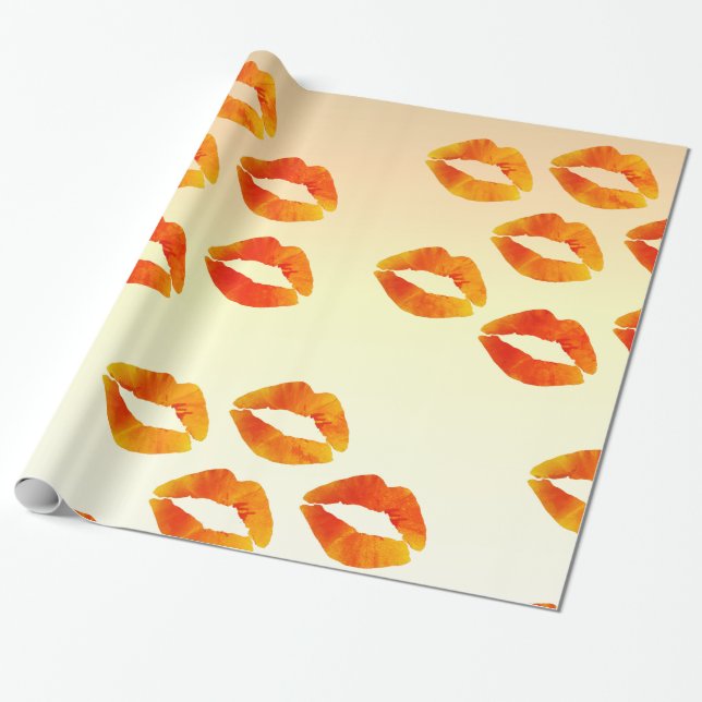Papel De Presente Kisses,Lábios Wrapping Paper, 30 pol x 6 pés (Desenrolado)