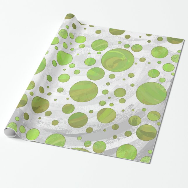 Papel De Presente Kiwi Bash Green Bolinhas (Desenrolado)