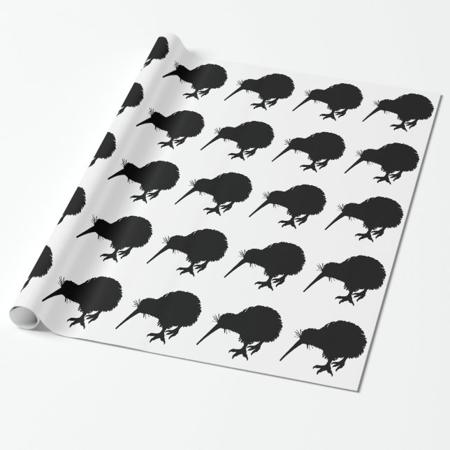Papel De Presente Kiwi Bird Silhouette (Desenrolado)