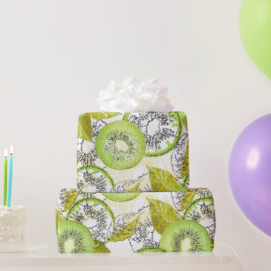 Papel De Presente Kiwi, frutado, verde e branco, fresco, suculento, 