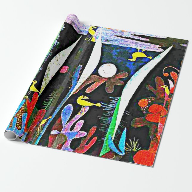 Papel De Presente Klee - Paisagem com Aves Amarelas (Desenrolado)